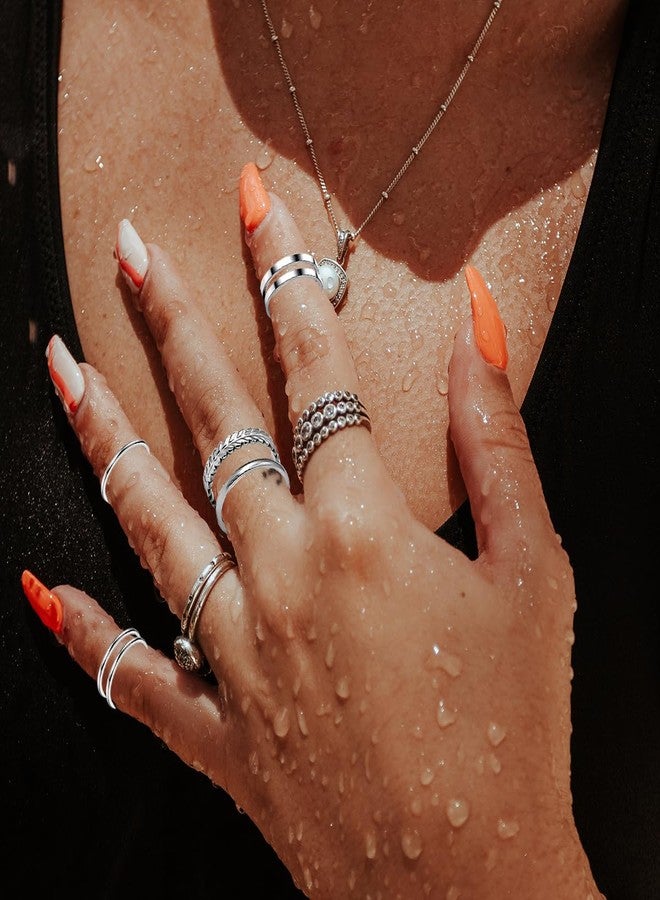 PINCHUAN 15/17 PCS Silver Knuckle Rings for Women Stainless Steel Rings Set Silver Stackable Rings Midi Ring Knuckle Rings Adjustable Knuckle Stackable Rings Midi Ring Set Silver Rings for Women Set, - Image 3